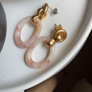 Madewell Gold With Pink Resin Hoops